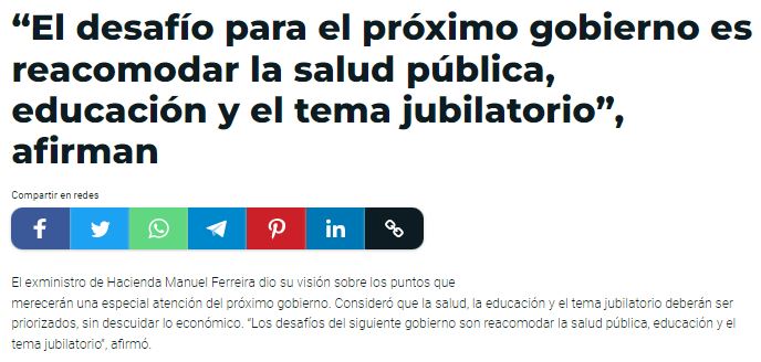 “El desafío para el próximo gobierno es reacomodar la salud pública, educación y el tema jubilatorio”, afirman